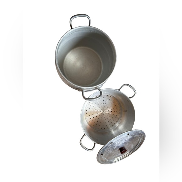 VINTAGE TOURNUS WIDE ALUMINUM FRENCH STEAMER WITH 2 HANDLES - Picture 3 of 10